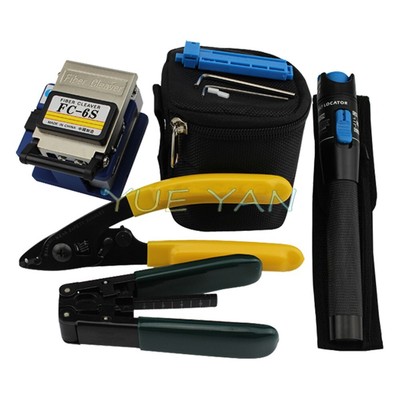 New 4 in1 FTTH Splice Fiber Optic Tool Kits Fibre Stripping +FC-6S Fiber Cleaver