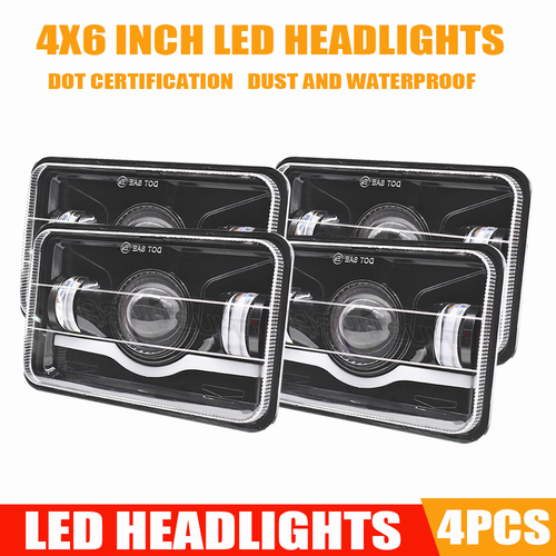 4PCS 4x6" LED Headlights Hi/Lo Sealed Beam Bulb Headlamps For Chevrolet Camaro