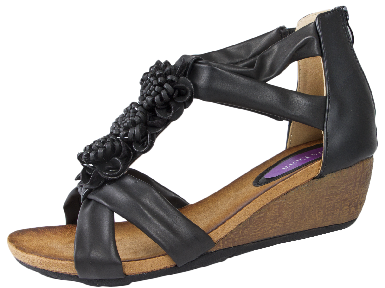 Womens T Bar Summer Sandals Low Wedges Heels Ladies Wedge Comfortable