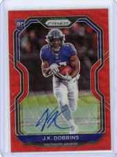 2020 Panini Prizm Rookie Autographs Ruby Wave #379 J.K. Dobbins #014/149