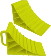 2X CAR MOTORHOME TRAILER yellow WHEEL CHOCKS BLOCKS HEAVY DUTY CARAVAN VAN TRUCK