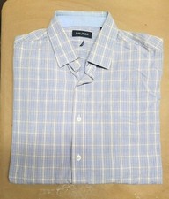 Nautica Men's Blue Plaid Long Sleeve Button Down Regular Fit Shirt 17 34/35