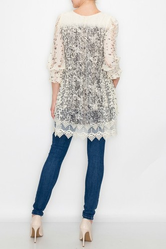 nwt ORIGAMI TUNIC blouse all LACE VINTAGE WESTERN lined CHEETAH shirt SM-XXXL - Picture 7 of 7