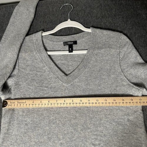 $178 AQUA CASHMERE 100% Cashmere Women's Small Soft Knit Sweater Gray Ribbed - Picture 6 of 9