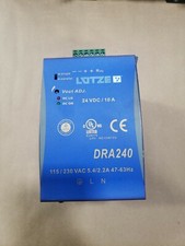 LUTZE DRA240-24B POWER SUPPLY 24VDC 10A 115/230VAC XLNT  501D56PR5 IAC