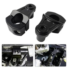 Black Motorcycle HandleBar 7/8 22mm to 11/8 28mm Fat Bar Mount Clamps Riser