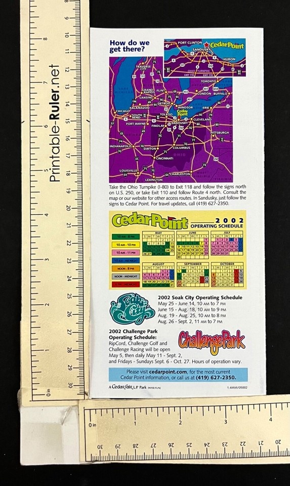 2002 Cedar Point Amusement Park Resort Sandusky Ohio Vintage Travel