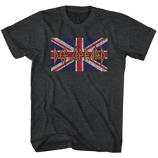 Def Leppard Logo British Flag Union Jack Men's T Shirt Rock Band Merch