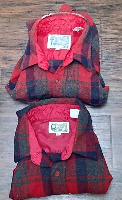 Vtg Trailwear Penfield Flannel Plaid Long Sleeve Shirt Lot Mens Wool