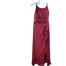Vera Wang White Burgundy Bridesmaid Dress Size 14 Full Length Criss Cross Back