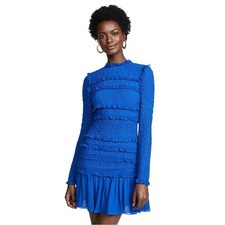 Ulla Johnson Gia Silk Dress Size 2 Cobalt Blue Ruffles Cocktail Formal Coquette