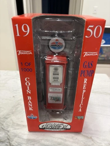 AMOCO Gearbox Tokheim 1950 Gas Pump Replica Coin Bank 1,000 Made Diecast Metal