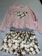 Justice Girls Pajama Set Pink Blossom Size L 12/14