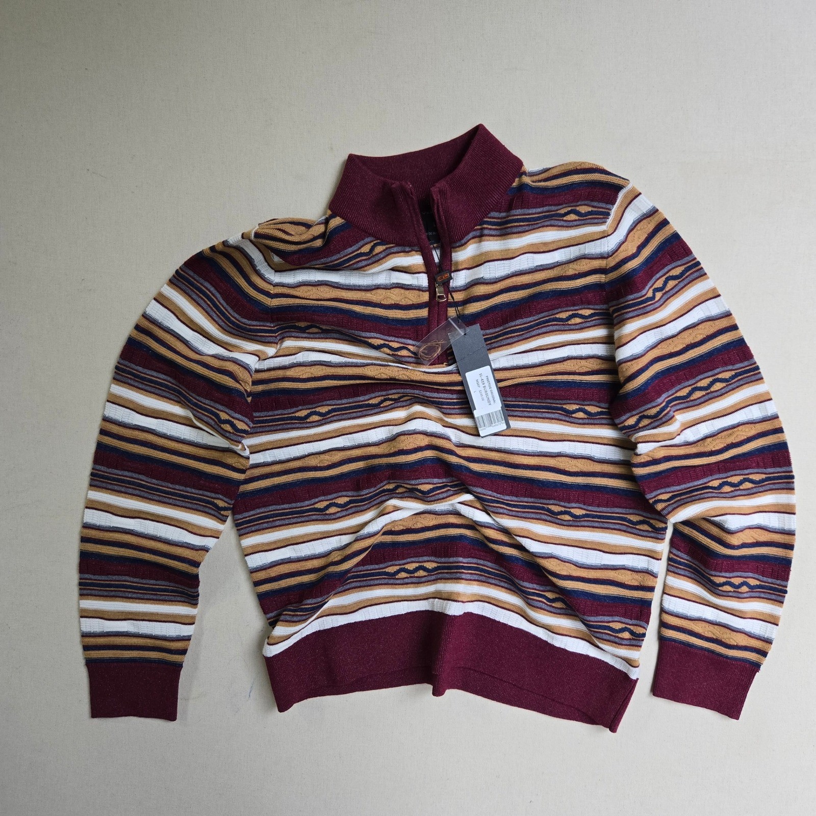 VTG Steven Land Collared Pullover Striped Long Sleeve Sweater 22x28 L 90s Coogi