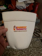 Dunkin Donuts Iconic CUP COOLER  White Size MEDIUM 24oz? 5-1/4" Tall Coozie
