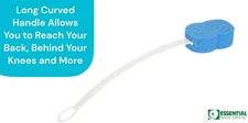 Long Handled Bathing Sponge with 20 Inch Curved Handle for Hard to Reach Areas