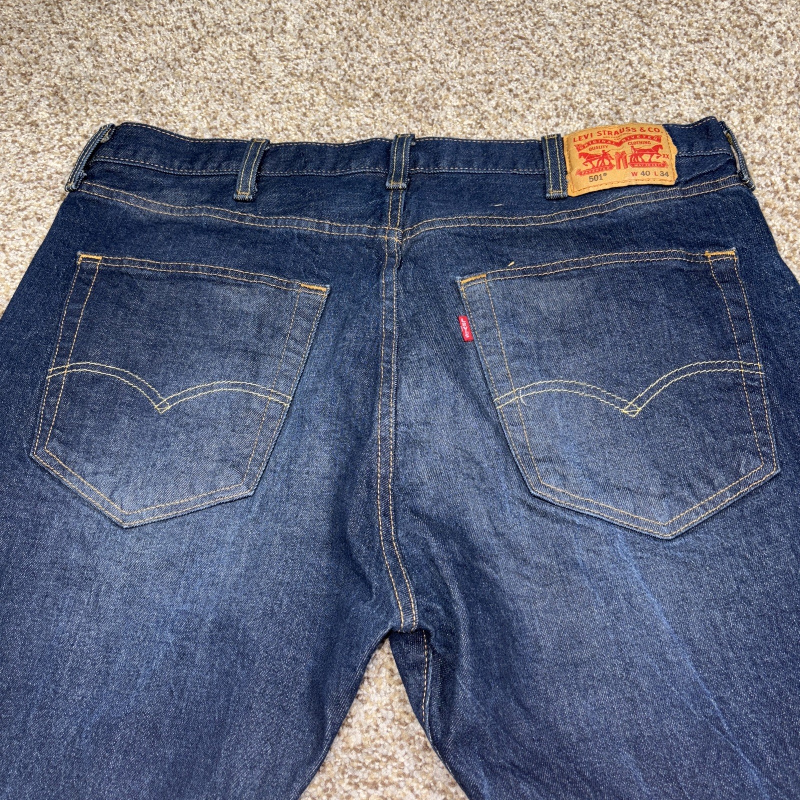 Levi's 501 Jeans Straight Leg Button Fly Denim Blue Mens Size 40x34 Fits 39 X 33 - View 14