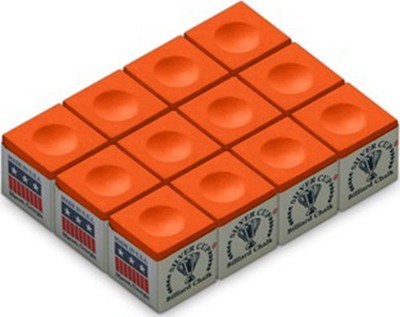 CueStix CHS12 ORANGE Silver Cup Chalk - Box of 1 Count (Pack 12), Orange