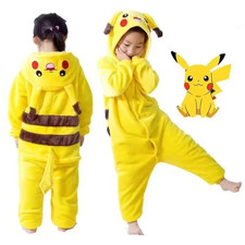 Pokemon Jumpsuit Pajamas Pikachu Jigglypuff Kids Costume Size: 140 fit 129-140CM