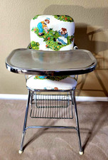 Vintage Cosco Kids Childrens Folding Metal and Chrome High Chair Removable Tray