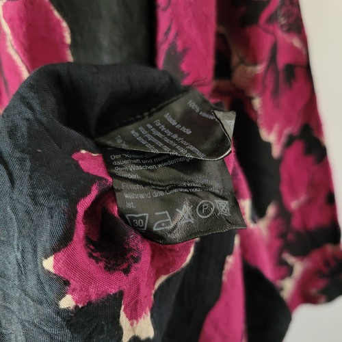 Masai Women Size S Black Pink Floral Boxy Tunic Blouse Top Casual Relaxed Smart - Picture 5 of 10