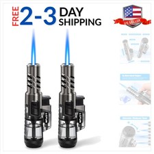 Torch Lighter 2 Pack Windproof Adjustable Single Jet Flame Butane Lighter Ref...