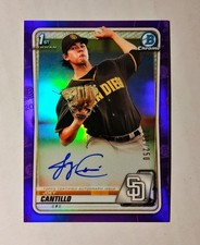 Joey Cantillo 2020 1st Bowman Chrome AUTO Prospect PURPLE REFRACTOR 231/250 B6
