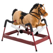 Kids' Spring Rocking Horse with Soft Plush Body and Electronic Galloping Sounds