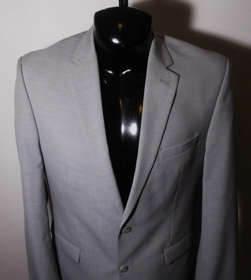 Traje de 2 piezas de lana gris PERRY ELLIS "Portfolio" para hombre talla 42 largo, 34X33 nuevo sin etiquetas Foto 3 de 4