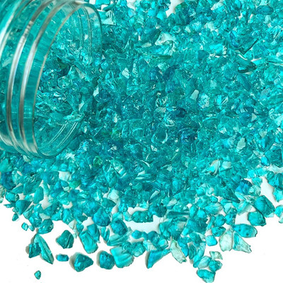 1.3 LB Teal(Turquoise) Crushed Sand Broken Fire Glass Pieces Crush Terrarium Roc