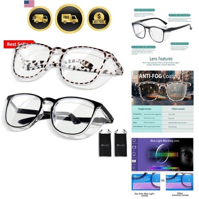 Safety Glasses, Anti Fog Safety Goggles for Women Men, Blue Light Blocking St...