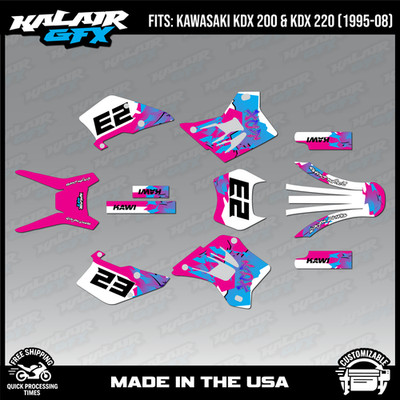 Graphics Kit for Kawasaki KDX 200 220 (1995-2008) Throwback - MAGENTA
