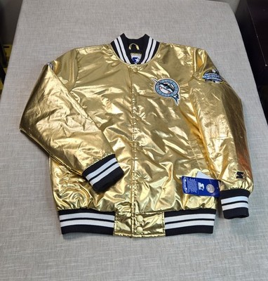 Starter Florida Marlins Satin Bomber Jacket Small Mens Gold 2003