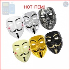 BTCVKJLM 6 Pack V for Vendetta Mask,Guy Fawkes Quality Anonymous Hacker Cosplay