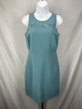Ann Taylor Loft Aqua Blue Laser Cut Mosaic Sleeveless Dress Size 0 New