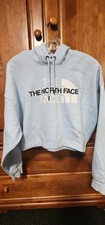 THE NORTH FACE Women  s S Light Blue Cropped Hoodie Logo Pullover Sweatshirt