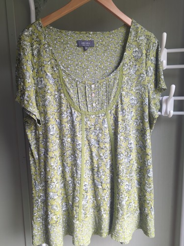 Per Una Damen Oberteil T-Shirt Blumenmuster Größe 20 reine Baumwolle Ärmel