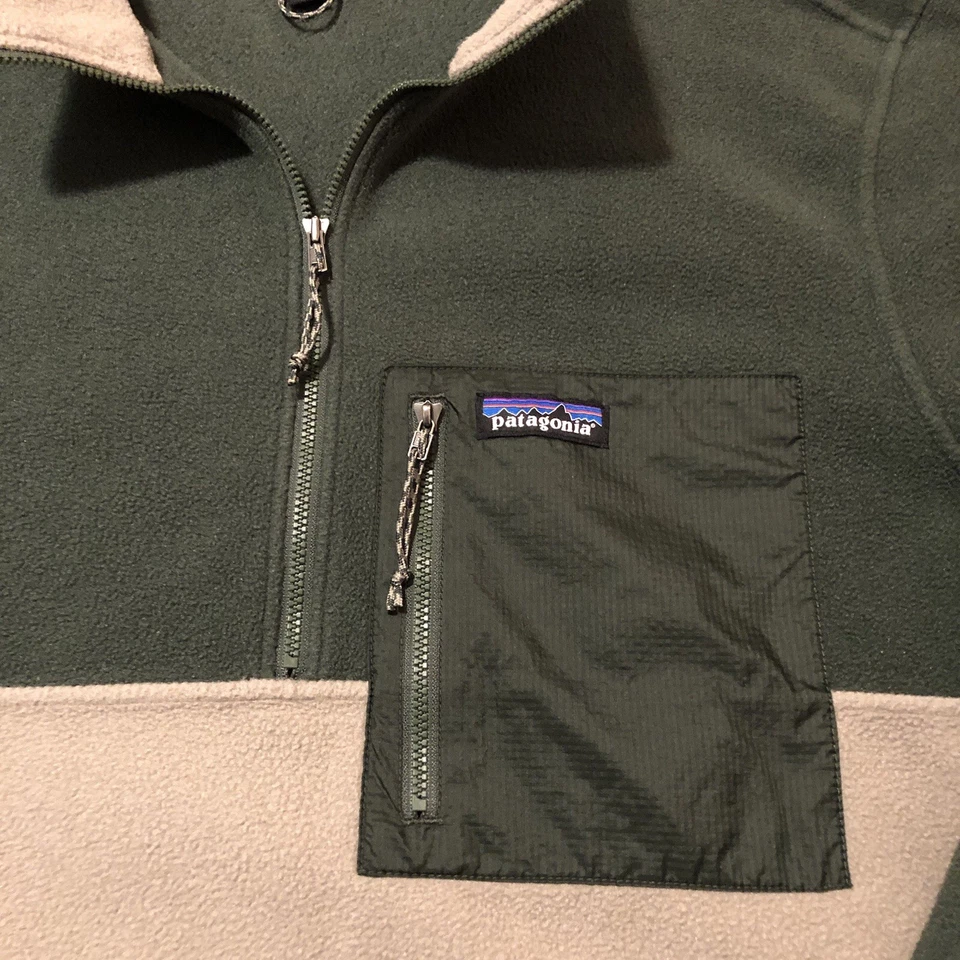 Patagonia Pullover Mens XL Microdini 1/2 Zip Fleece Green Beige Outdoor Gorpcore - Image 4 of 4