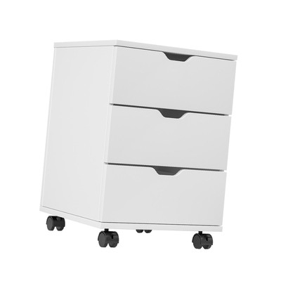 White Under Desk Filing Cabinet with 3 Drawers - Rolling Storage Solution with