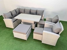 Image of Fimous Rattan Sofa Outdoor Garden Furniture Set Gas Fire Pit Or Rising Table Set
