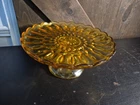 Vintage Anchor Hocking Fairfield Honey Amber 10” Cake Stand Pedestal Plate