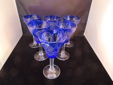 VINTAGE Bohemian Cased Glass WINE GLASSES Set...
