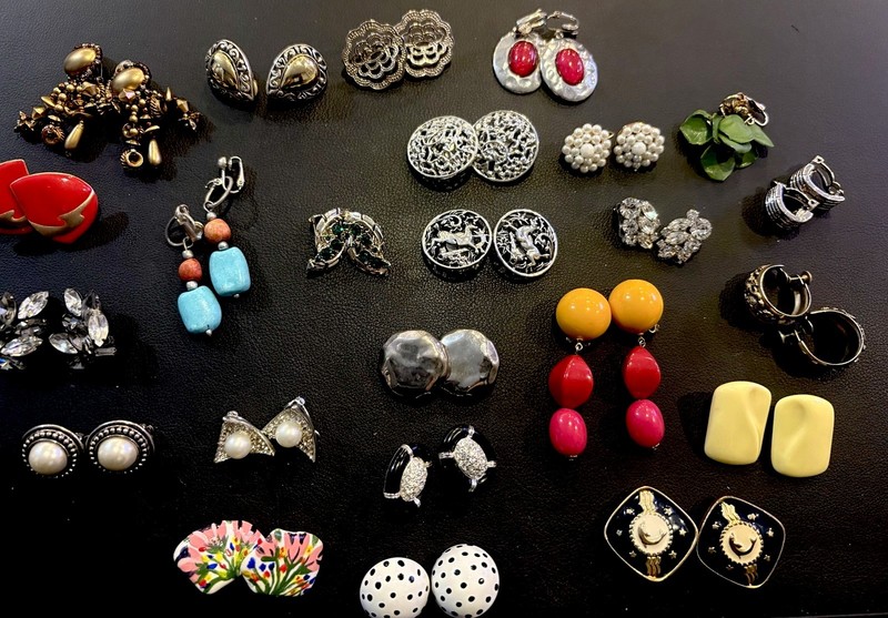 Estate Retro Clip On Earring Lot