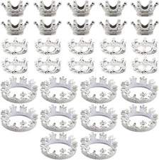 30PCS Mini Metal Crystal Sphere Stands, Crown Display Holders for Stone Balls 