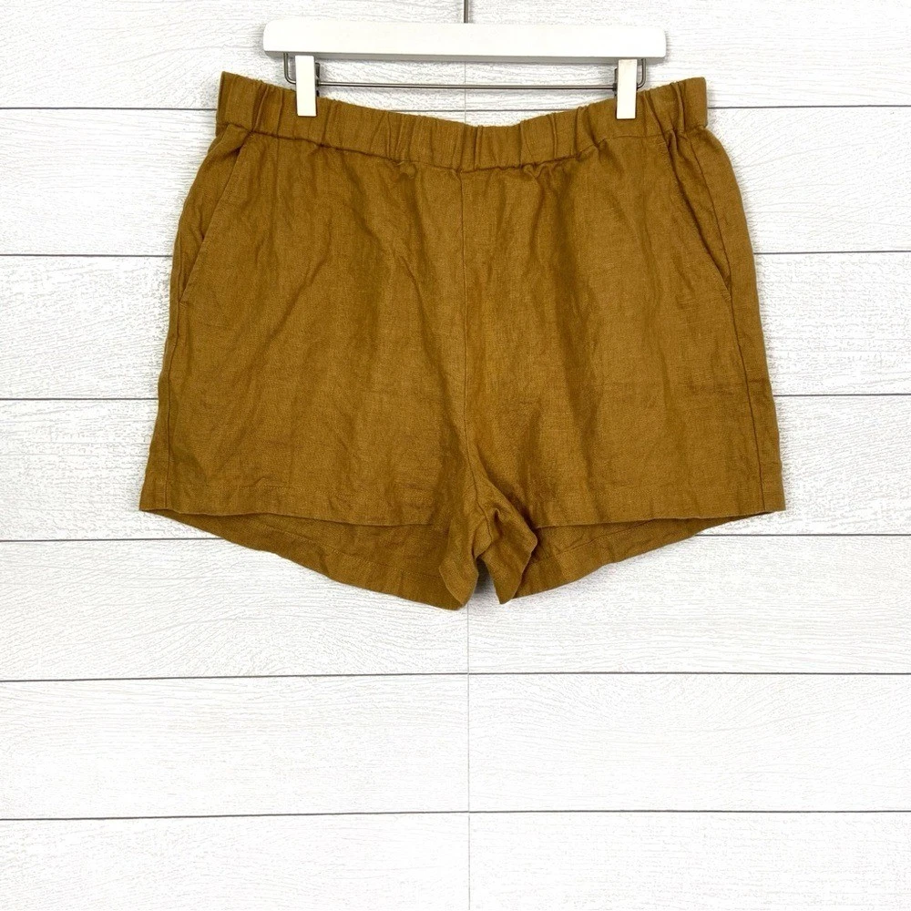 PENDLETON Linen Pullon Short Mustard Yellow Gold XL Relaxed Loose Comfy Easy