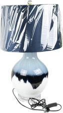 Ice Shadows Table Lamp Navy Blue Velvet Shade Glass Contemporary Home Decor