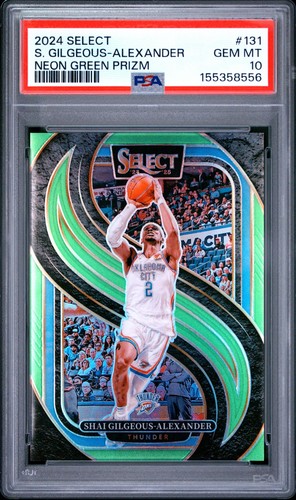 2024 Panini Select SHAI GILGEOUS-ALEXANDER 131 NEON GREEN Prizm /75 PSA 10 POP 3