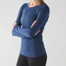 LULULEMON Women's Swiftly Tech long-sleeve sapphire blue top - size 6