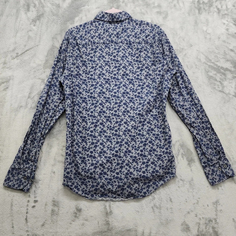Georg Roth Shirt Mens M Blue Floral Dot Flip Cuff Long Sleeve Button Down Office - Image 4 of 4