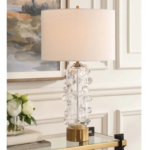 CONTEMPORARY AURA 28" CLEAR SPHERES GLASS TABLE LAMP UTTERMOST 30423 - Picture 2 of 6